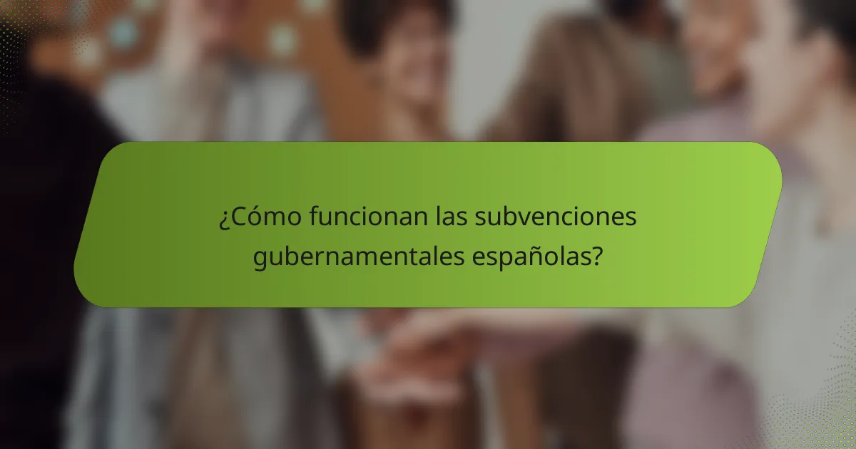 ¿Cómo funcionan las subvenciones gubernamentales españolas?