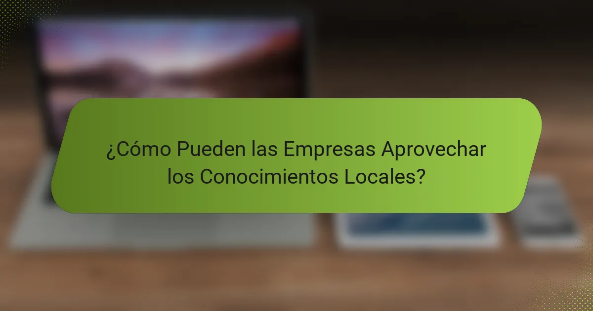 ¿Cómo Pueden las Empresas Aprovechar los Conocimientos Locales?