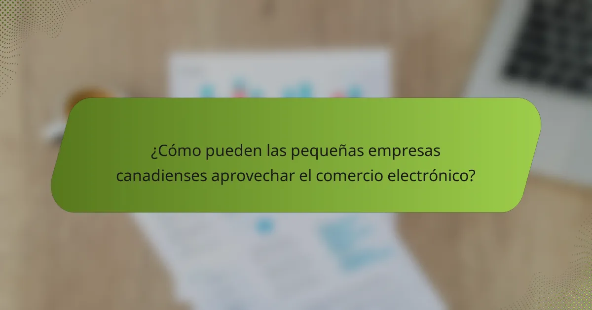 ¿Cómo pueden las pequeñas empresas canadienses aprovechar el comercio electrónico?