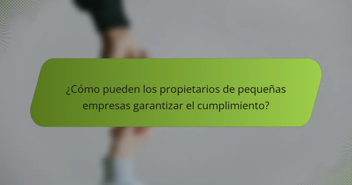 ¿Cómo pueden los propietarios de pequeñas empresas garantizar el cumplimiento?