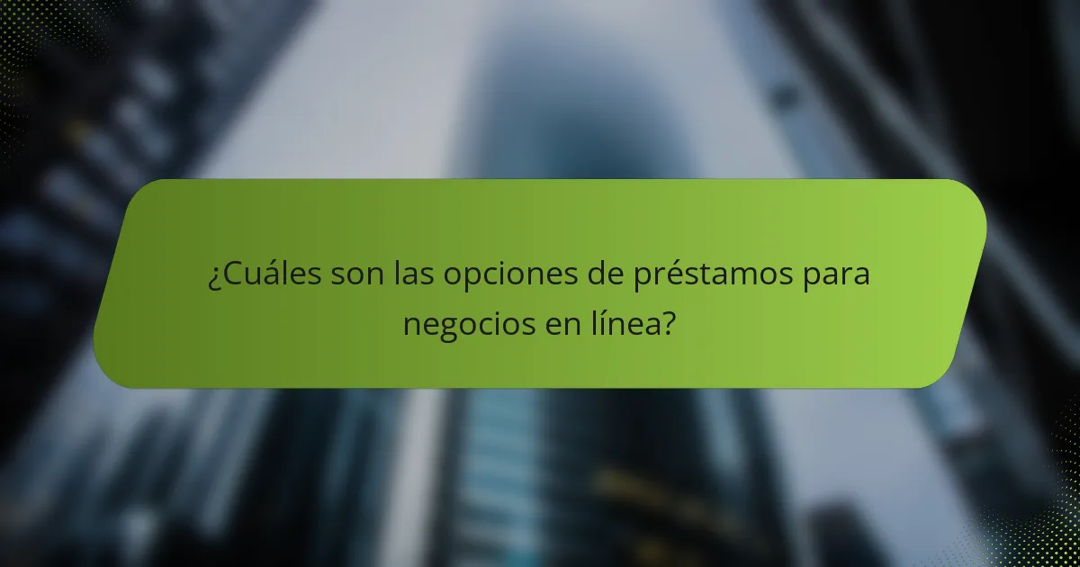 ¿Cuáles son las opciones de préstamos para negocios en línea?