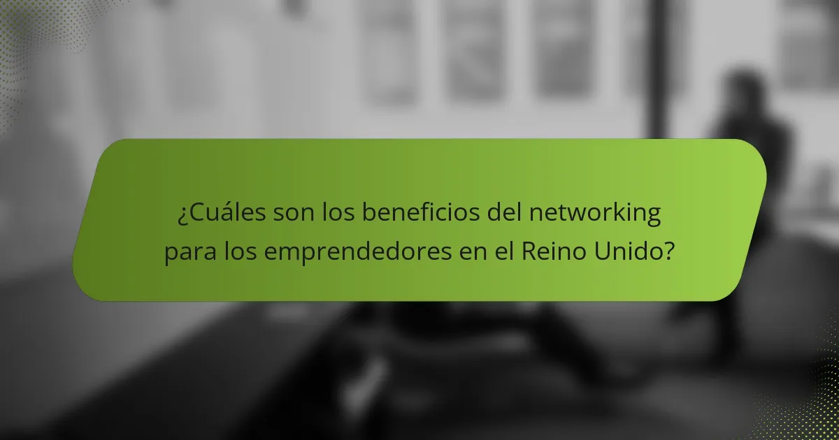 ¿Cuáles son los beneficios del networking para los emprendedores en el Reino Unido?