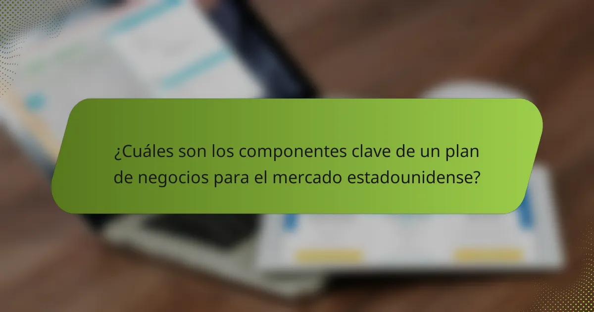 ¿Cuáles son los componentes clave de un plan de negocios para el mercado estadounidense?
