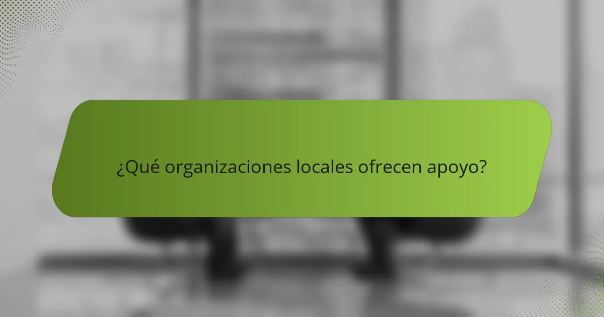 ¿Qué organizaciones locales ofrecen apoyo?