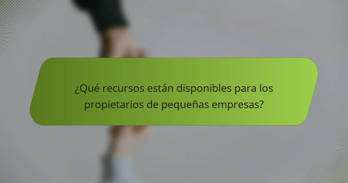 ¿Qué recursos están disponibles para los propietarios de pequeñas empresas?