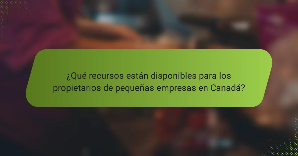 ¿Qué recursos están disponibles para los propietarios de pequeñas empresas en Canadá?