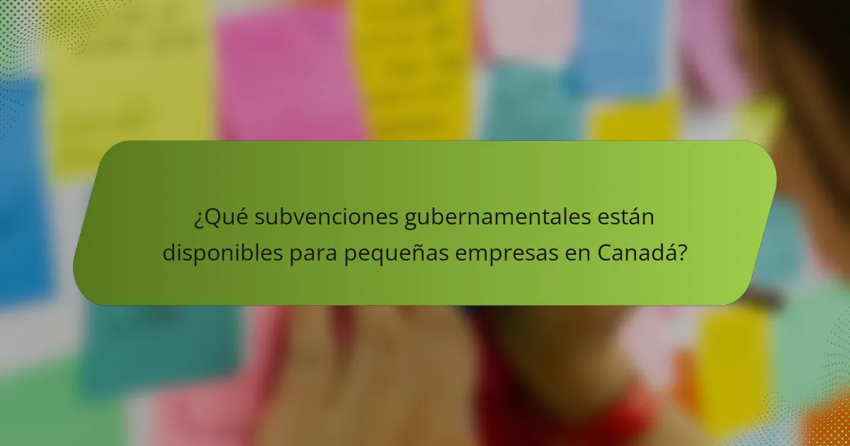 ¿Qué subvenciones gubernamentales están disponibles para pequeñas empresas en Canadá?